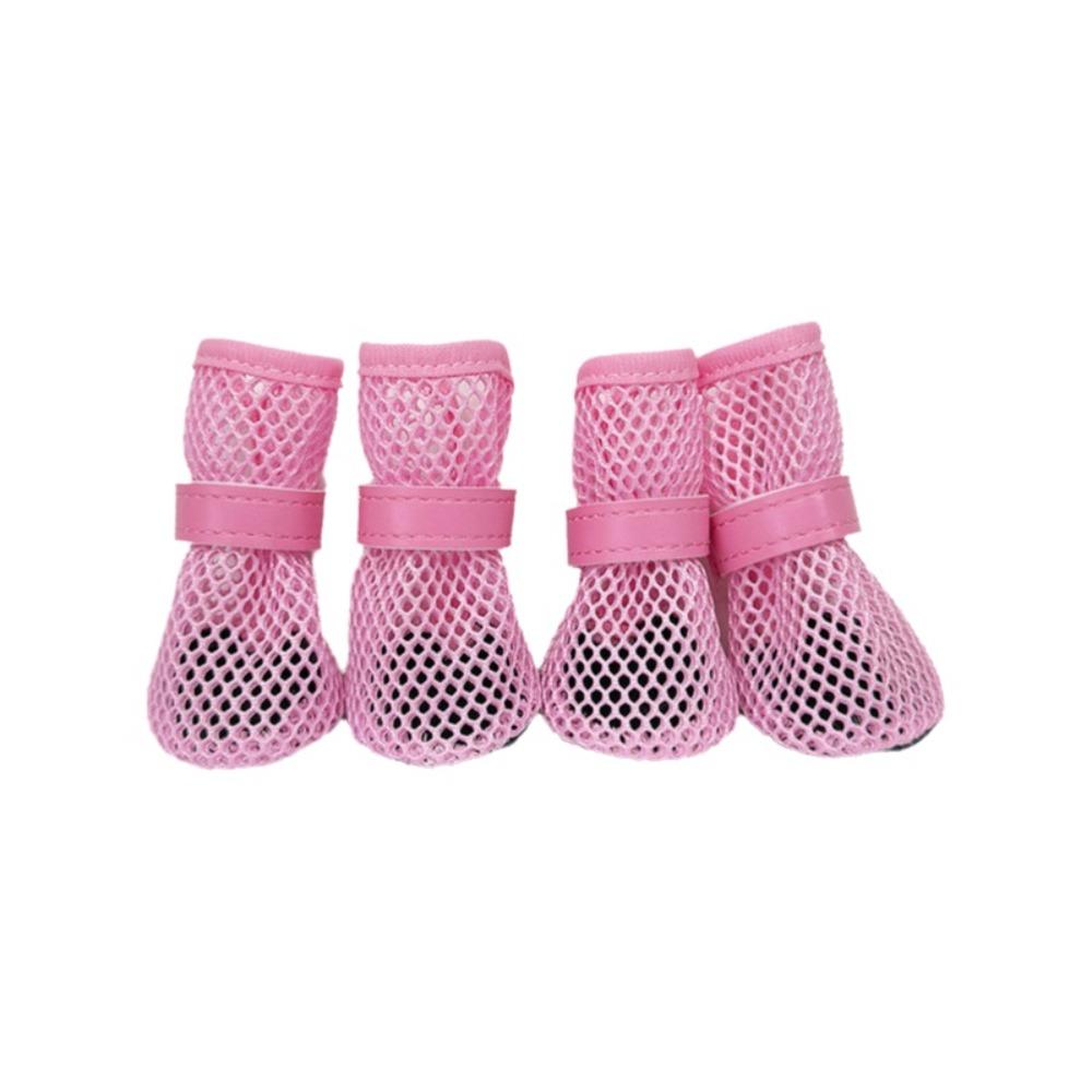 Non-Slip Pet Dog Boots Breathable Dog Net Shoes Fashion Dog Mesh Shoes Spring Season 05 розовый