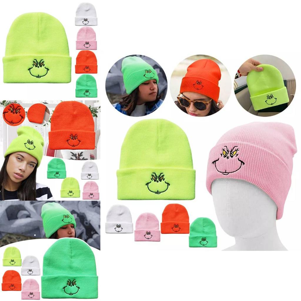 Stylish Cartoon Expression Embroidered Pullover Hat For Cold Weather Protection