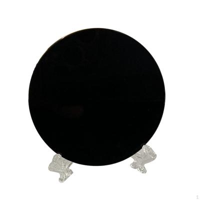 Specchio tascabile con disco in ossidiana nera, cerchio, supporto piatto, piatto rotondo, decorazione
