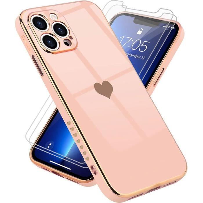 Coque de protection - Amour-Mignon - iPhone 13 Pro - TPU souple - Pack 2 verres trempés - Anti-rayure