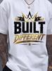 Men'S Short Sleeve T-Shirt, Bold Graphic Tee with 'Built Different' Print, Crown