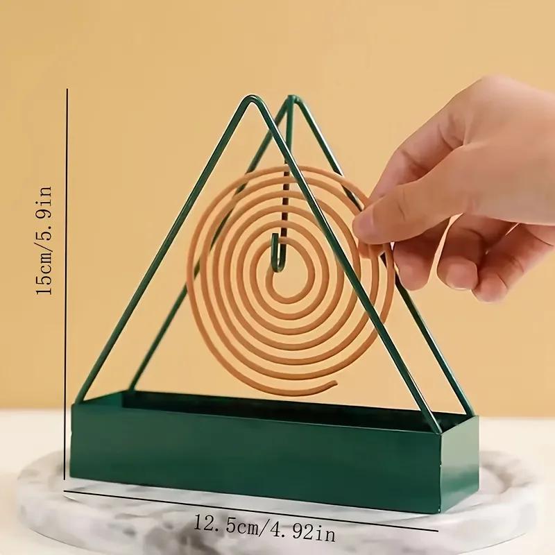 1pc, Elegant Triangle Cast Iron Mosquito Coil Holder, Easy Clean Incense Burner Stand, Indoor & Outdoor Use, Compatible