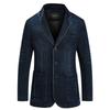 Men's Slim Fit Denim Suit Jacket - Casual Outerwear for Middle-Aged Men