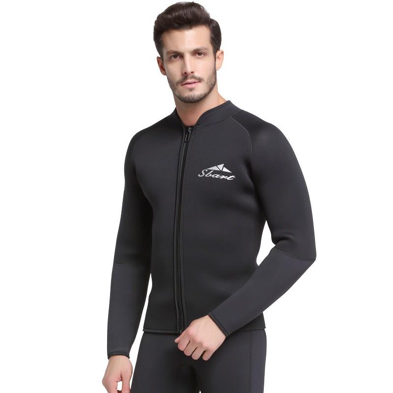 5mm Thick Wetsuit Diving Surfing Snorkeling Winter Swimming Mens Long Sleeve Pants Separated Rash Guard