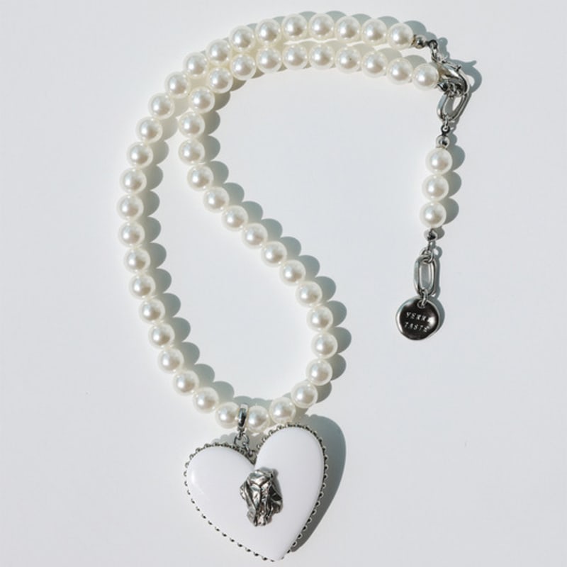 VERRYTASTE Heart Pendant Pearl Necklace - White