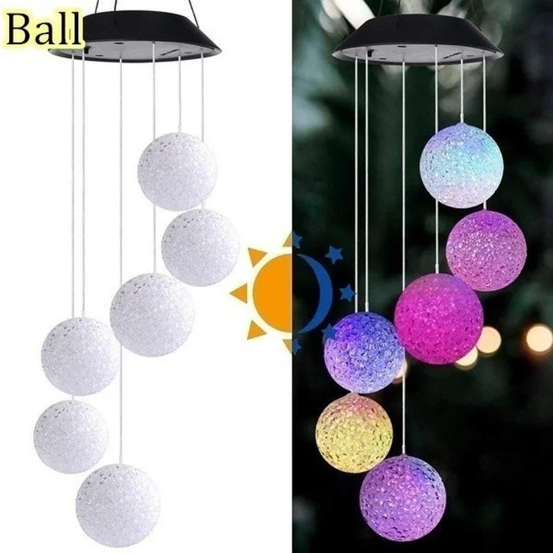 Garden Solar Colored Lights Environmentally Friendly LED Crystal Wind Chime Decoration Holiday Waterproof & Color Changing Decor