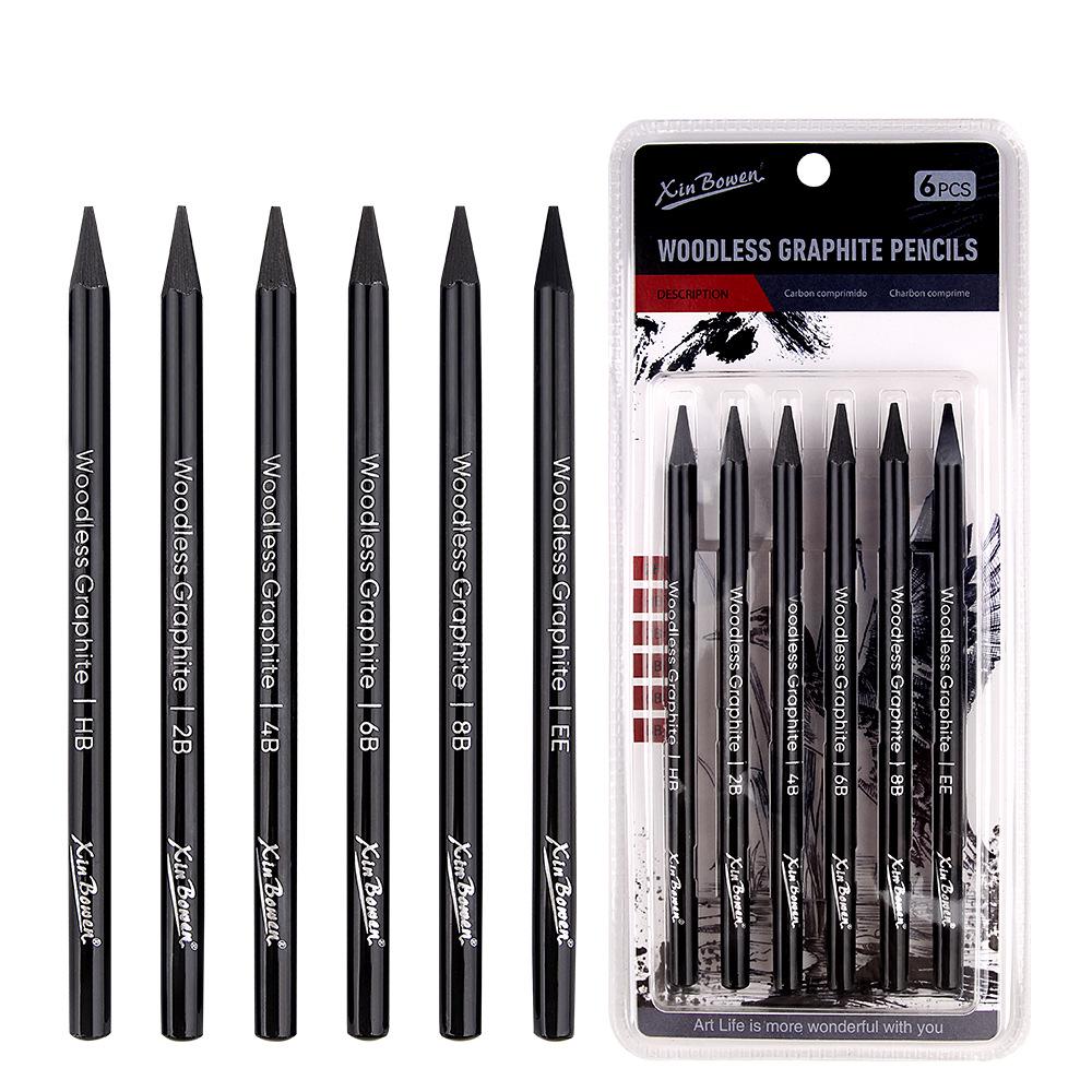 Set di matite da disegno in grafite - 6 matite interamente in grafite senza legno per studenti d'arte