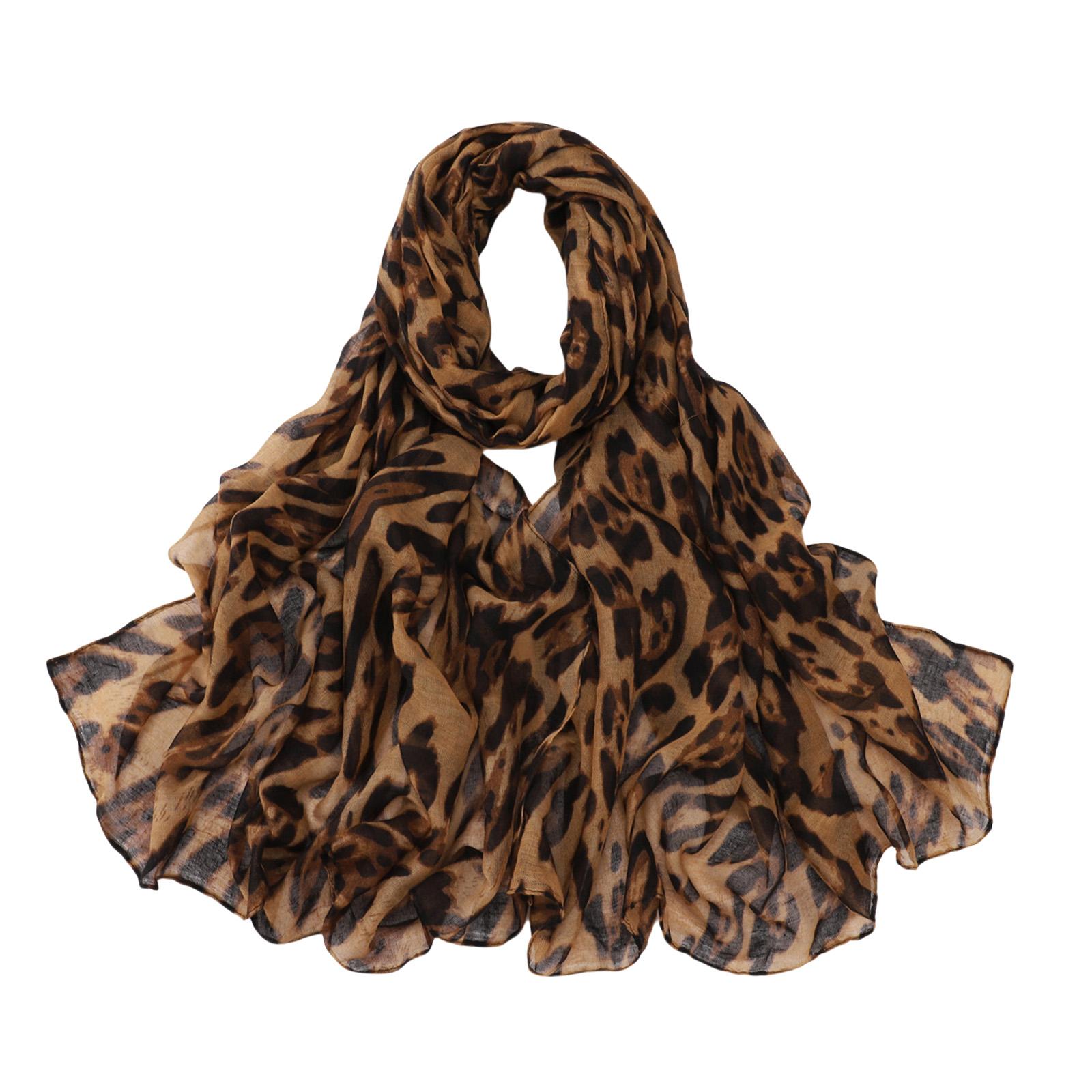 

180cm Leopard Print Scarf Fashionable Neck Wrap Shawl Comfortable & Breathable for Women Daily Commute Parties Travel B