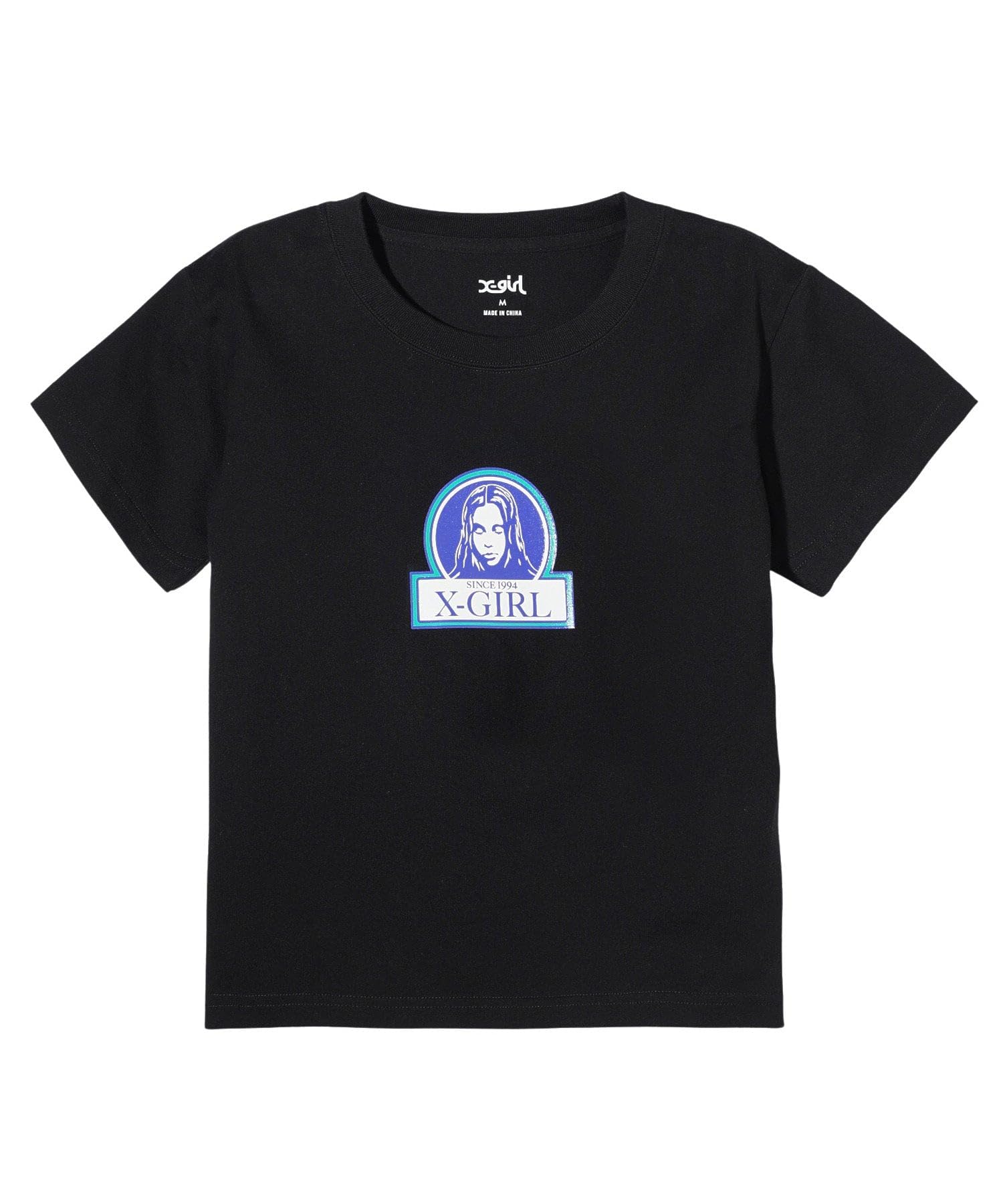 

X-girl Flamed Face Short Sleeve Baby Tee, FRAMED FACE S/S BABY TEE, 105242011008, BLACK, S