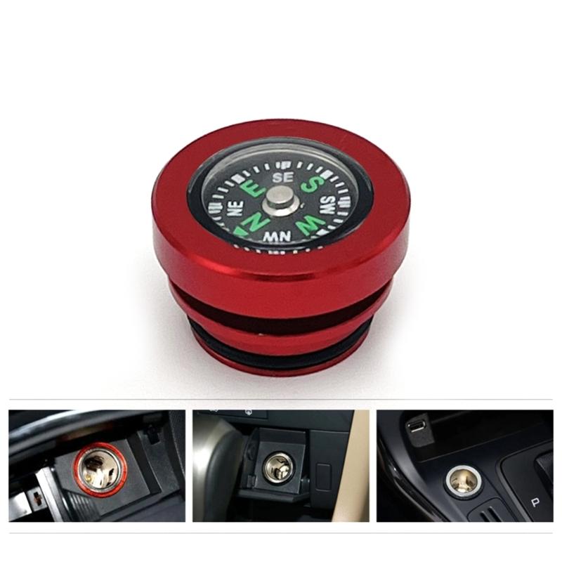 Aluminum Car Cigarette Lighter Plug Replacement,Compasses Button Cover Universal Push Button Dust Cover