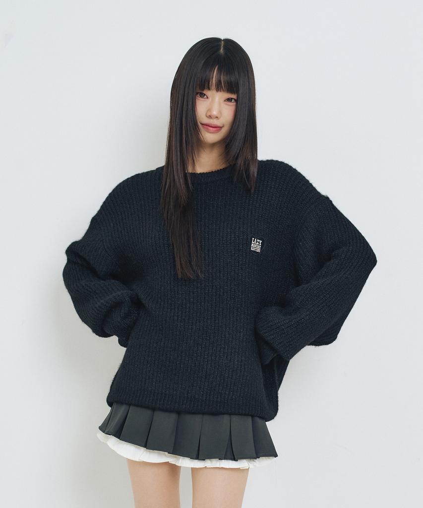 LMR Hairy Heart Embroidered Pullover Knit Black