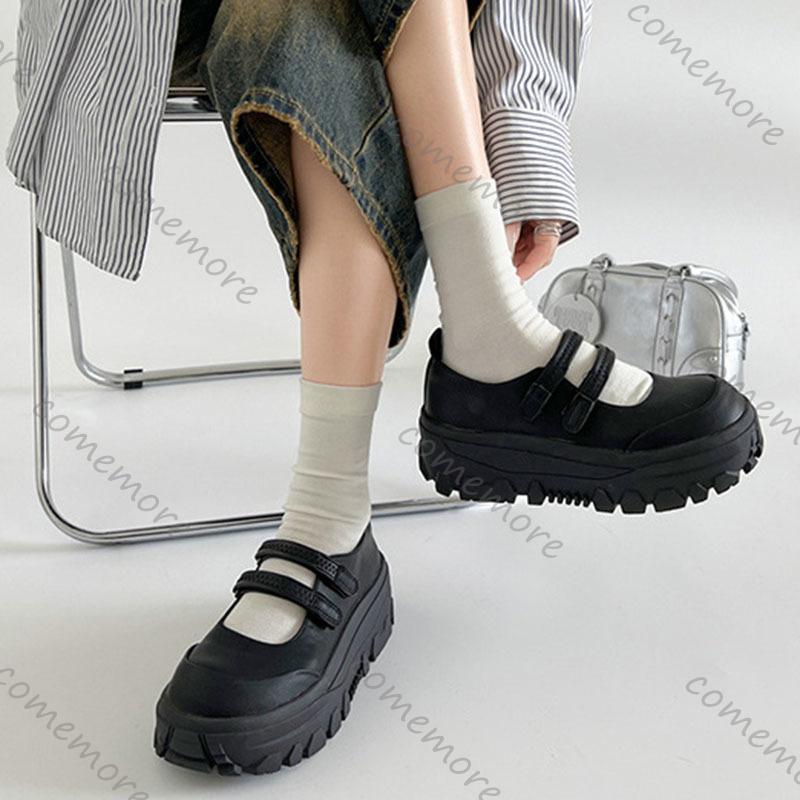 Fashion Comemore Mary Jane Leather Shoes British Style Thick Bottom Round Head Women's Shoes Spring Autumn Fashion Pumps Shallow Loafers