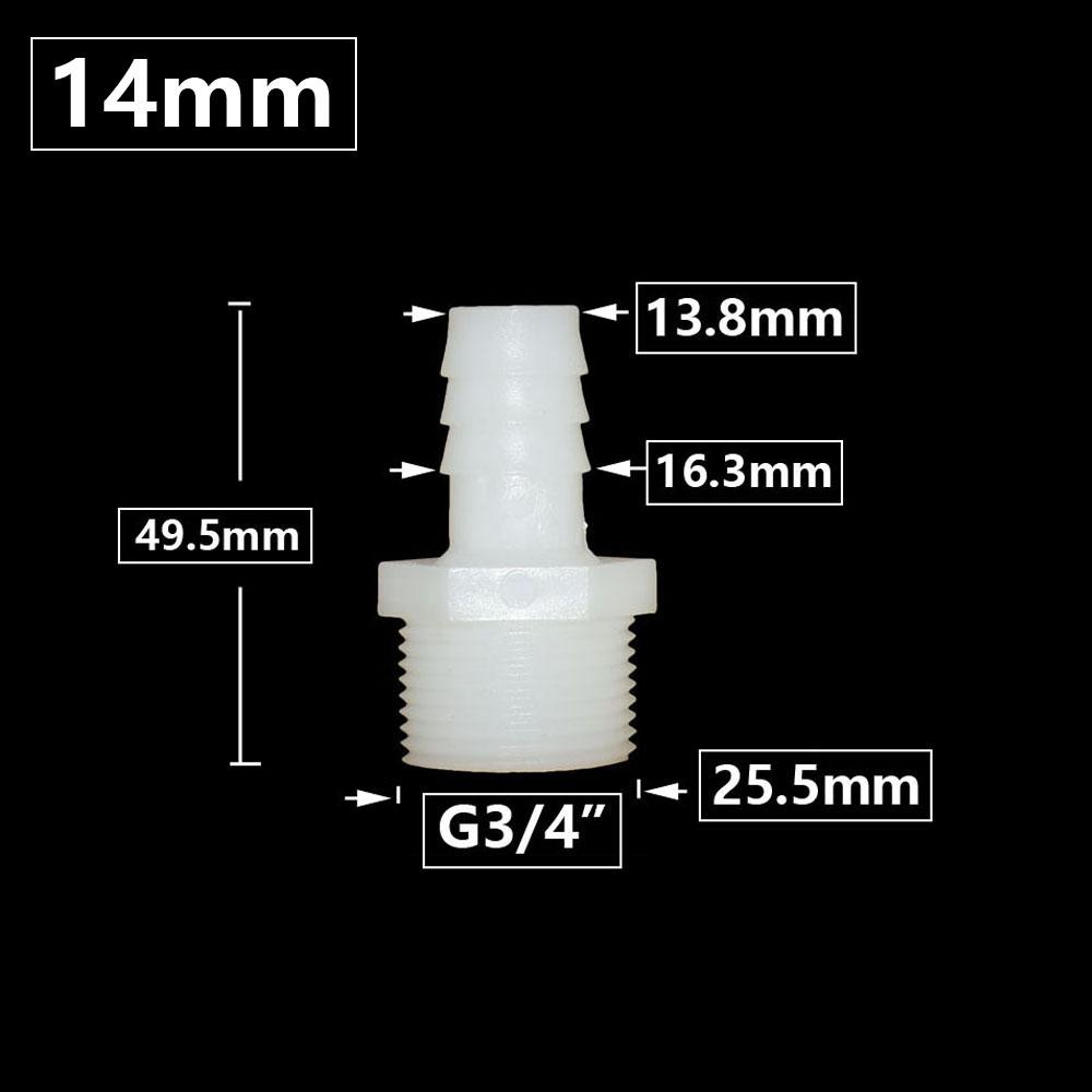 3/4 Inch Thread To Barb 10/12/14/16/18/20/25mm Plastic Hose Connector Hose Fitting Drip Irrigation System Pipe Coupler