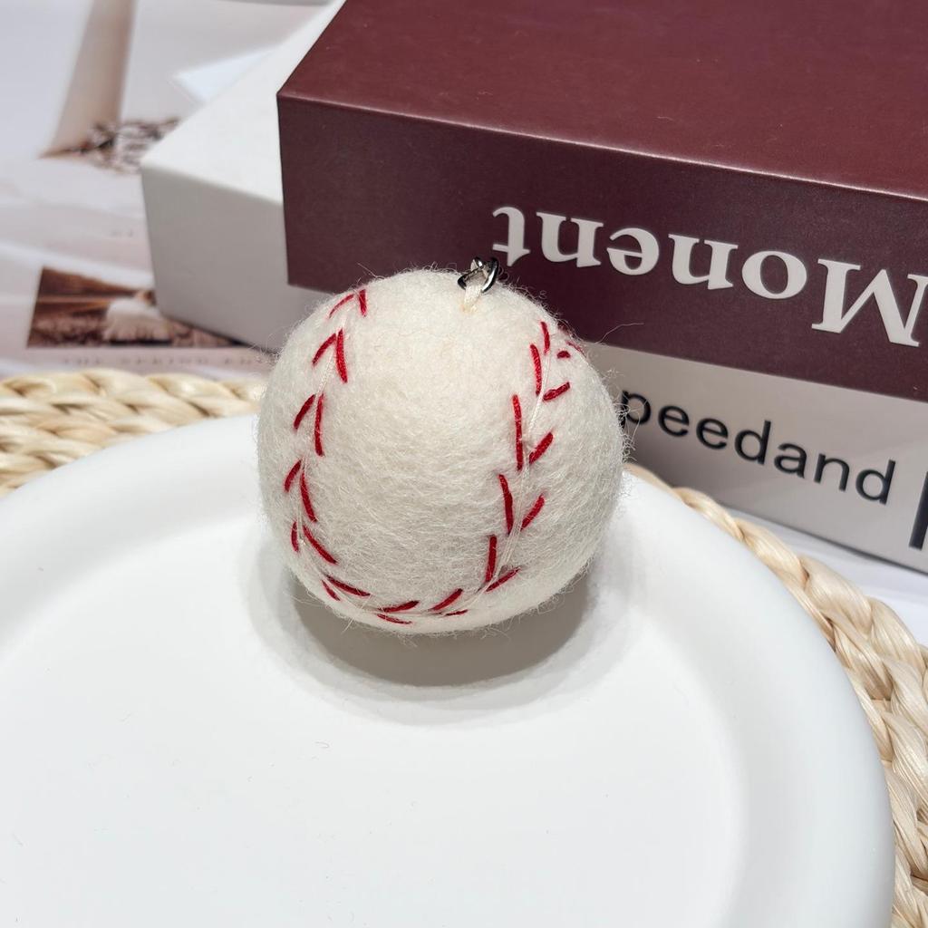 Nepal Wool Felt Sporty Pendant Keychain with Plush Ball Charm