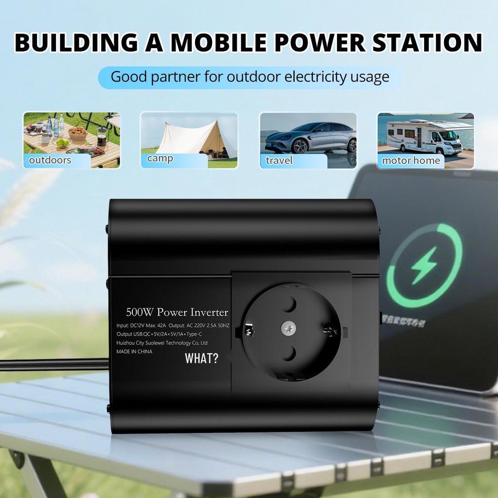 European Standard Modified Sine Wave Inverter 300/500W, Car Power Converter 12V to 220V