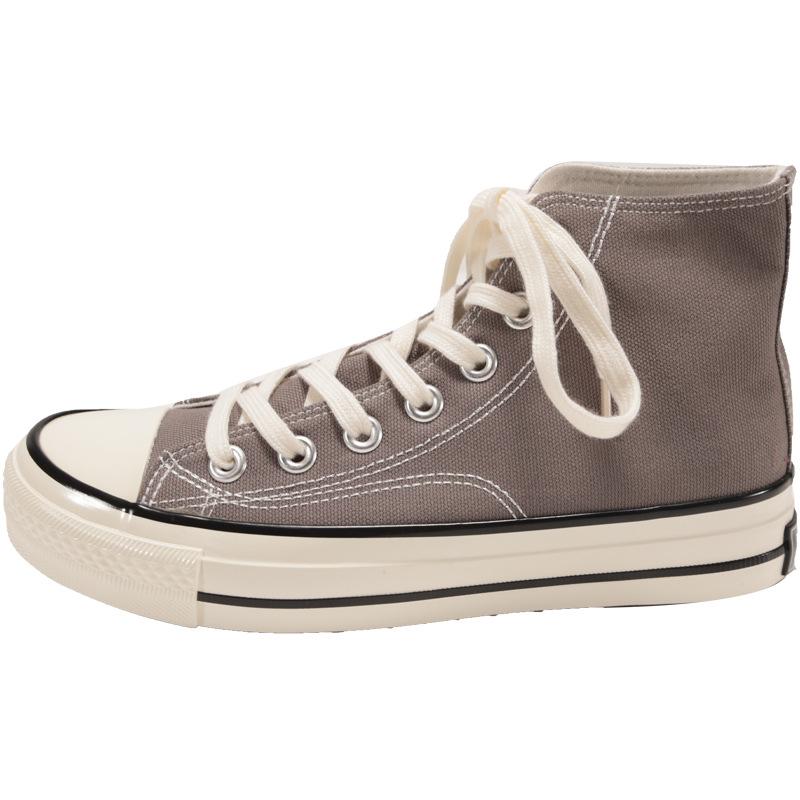 

Женские парусиновые кеды средней и высокой посадки, популярные весной 2025 года, универсальные повседневные черные кеды на толстой подошве с классическими маленькими белыми вставками и внутренней высотой. 44