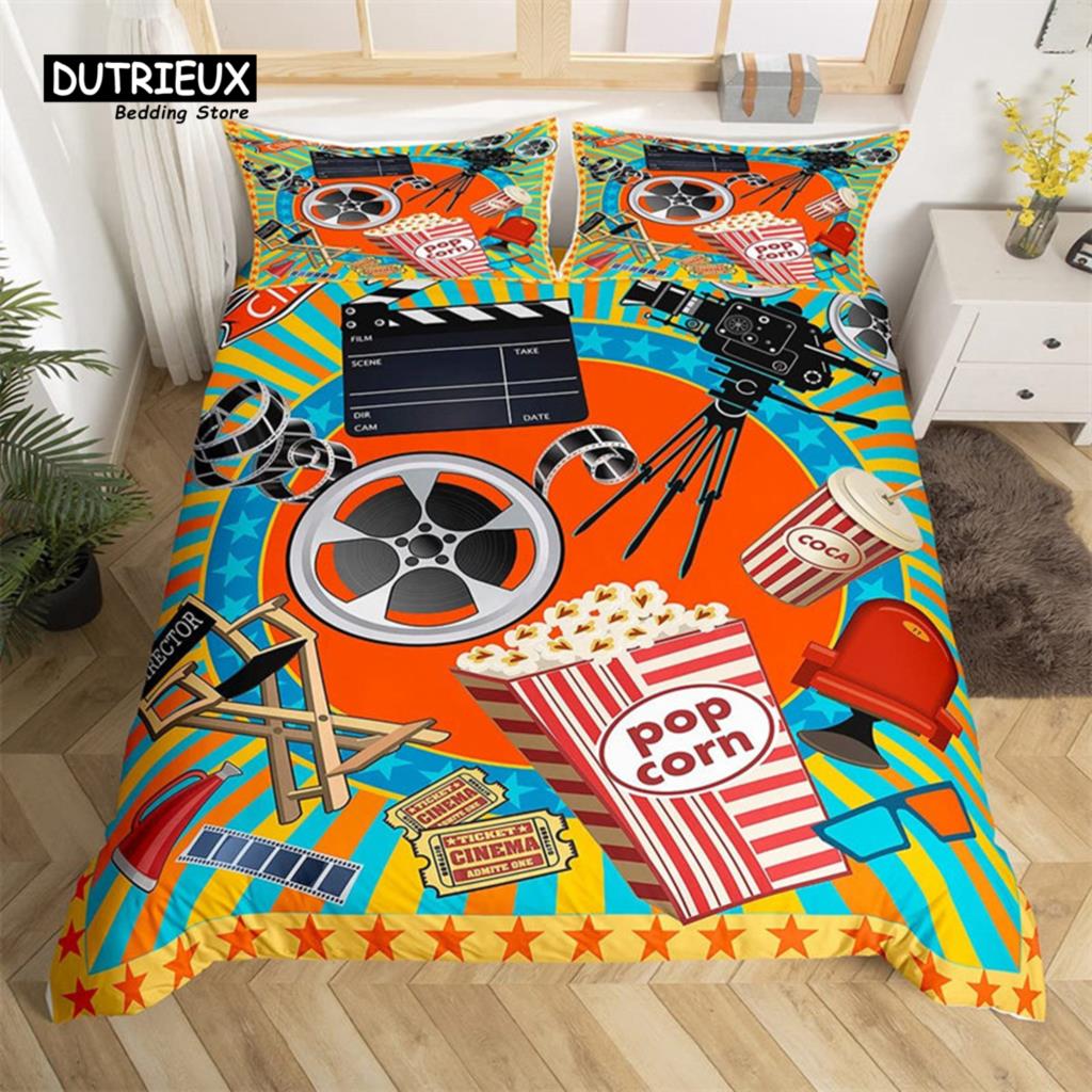 Patlamış Mısır Kola Yemek Yorgan Kılıfı Film Temalı Yatak Takımı Çocuklar Erkekler Kızlar Gençler Mikrofiber Yumurta Baskılı Yorgan Kılıfı Yatak Odası Dekoru