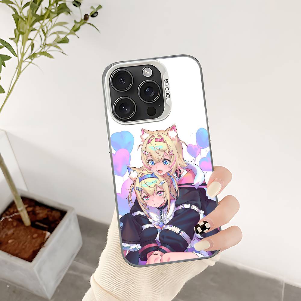 Cartoon F-FUWAMOCO Phone Case For IPhone 17 16 15 14 13 12 11 Pro Max Plus Color Shockproof Back Silver Cover