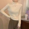Stacked Semi-turtleneck Top, Women's Autumn and Winter Gentle Long-sleeved Inner Stand-up Collar Casual Velvet Knitted Bottoming Sweater