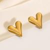 316L Stainless Steel Heart Stud Earrings for Women 18K Gold Color Plated Waterproof Charm Trend Basic Daily Zircon Gift