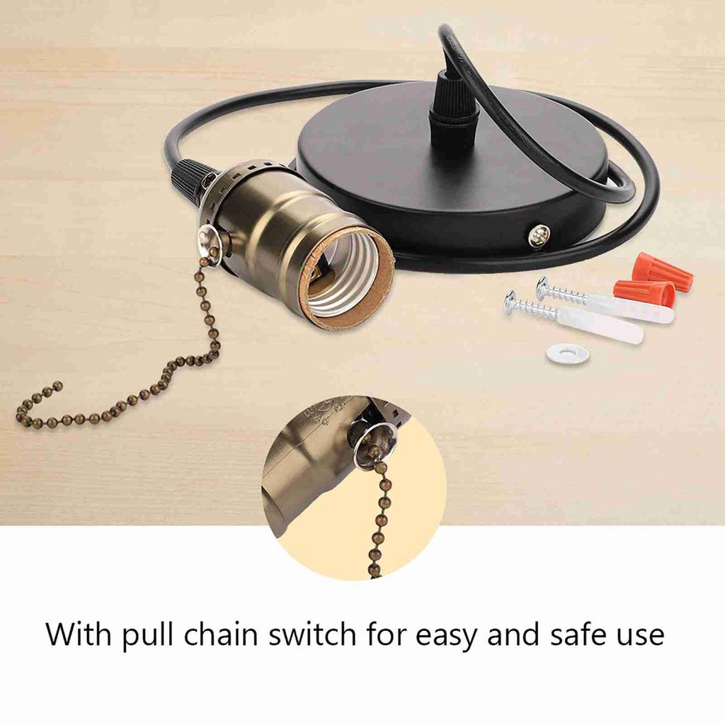 E26 Vintage Ceiling Light Holder Pendant Lamp Socket Pull Chain Lamp Base Ceiling Mounted Bulb Holder DIY Industrial Lighting