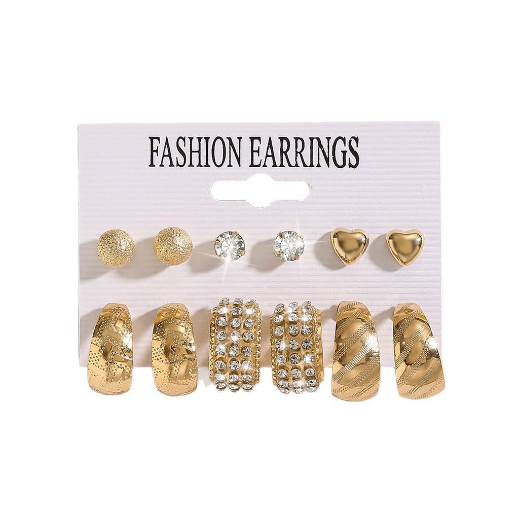 Hot-selling European and American popular jewelry geometric earrings set popular earrings women's ring earrings