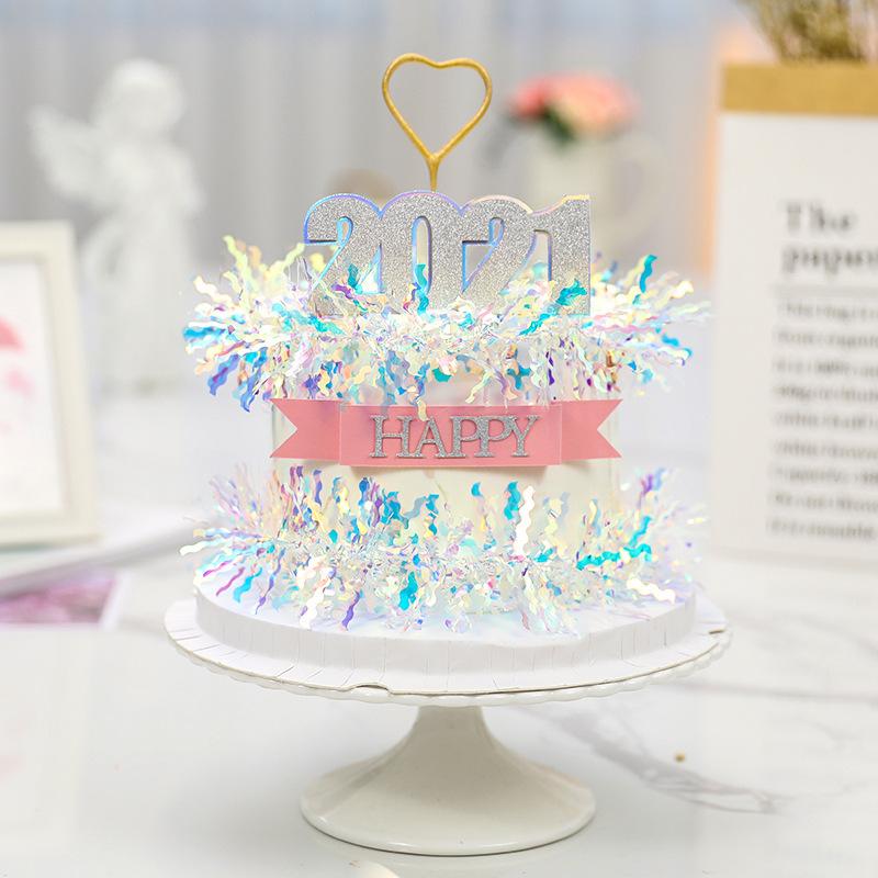 10/20Pcs Glitter Happy Birthday Cake Topper Colorful Fireworks Tassels Cupcake Topper Wedding Baby Shower DIY Dessert Cake Decor