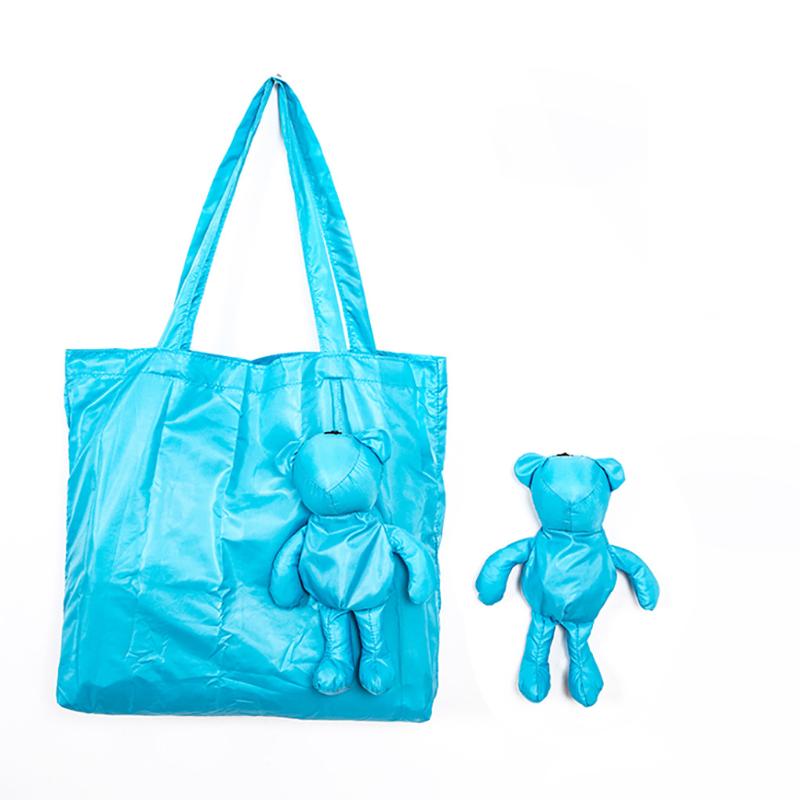 

1Pcs Supermarket Shopping Bag Reusable Tote Featuring A Bear Design Large Capacity Cotton Folding Bag A7