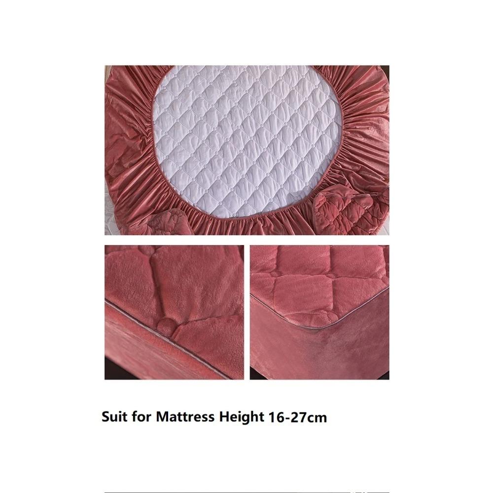 Plyšový tlustý prošívaný povlak na matraci Teplý měkký křišťálový samet King Queen Prošívané prostěradlo bez povlaku na polštář