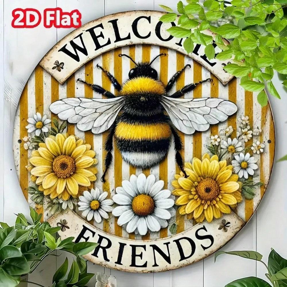 Vintage Bee Metal Tin Sign for Home Bar Cafe Halloween Wall Decor