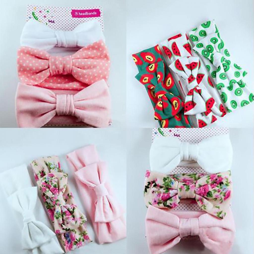 Details about / 3 Pcs Newborn Headband Cotton Baby Print Floral Girls Bow-knot Elastic
