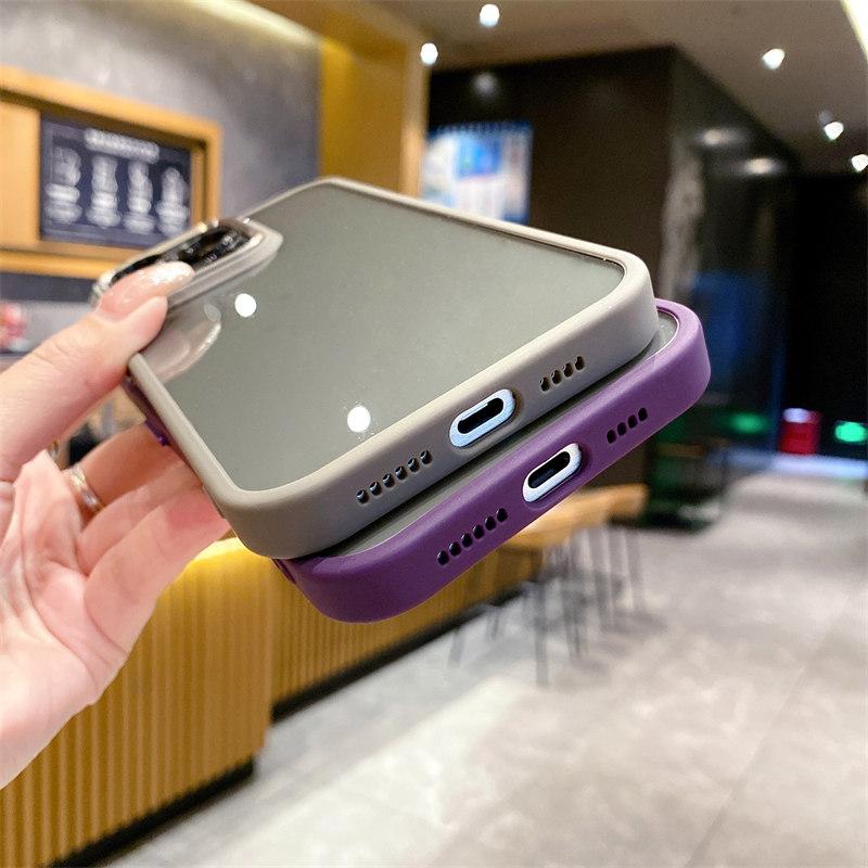 Luksuriøs Fargebezel av Høy Kvalitet Gjennomsiktig deksel for iPhone 15 Pro Max 14 Plus 13 12 Pro 11 All-inclusive Linsefilmdeksel