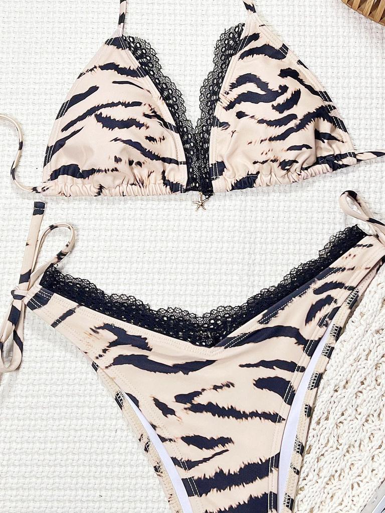 Lace Bikinis Women Swimsuits Female Swimwear Micro Leopard Bikini Set Bathing Suit Swimming Suits Beachwear Biquini