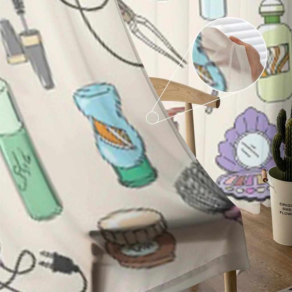 Beauty And Cosmetic Hand Drawn Tulle Curtain For Living Room Sheer Valance Curtain For Kitchen Bedroom Window Drapes