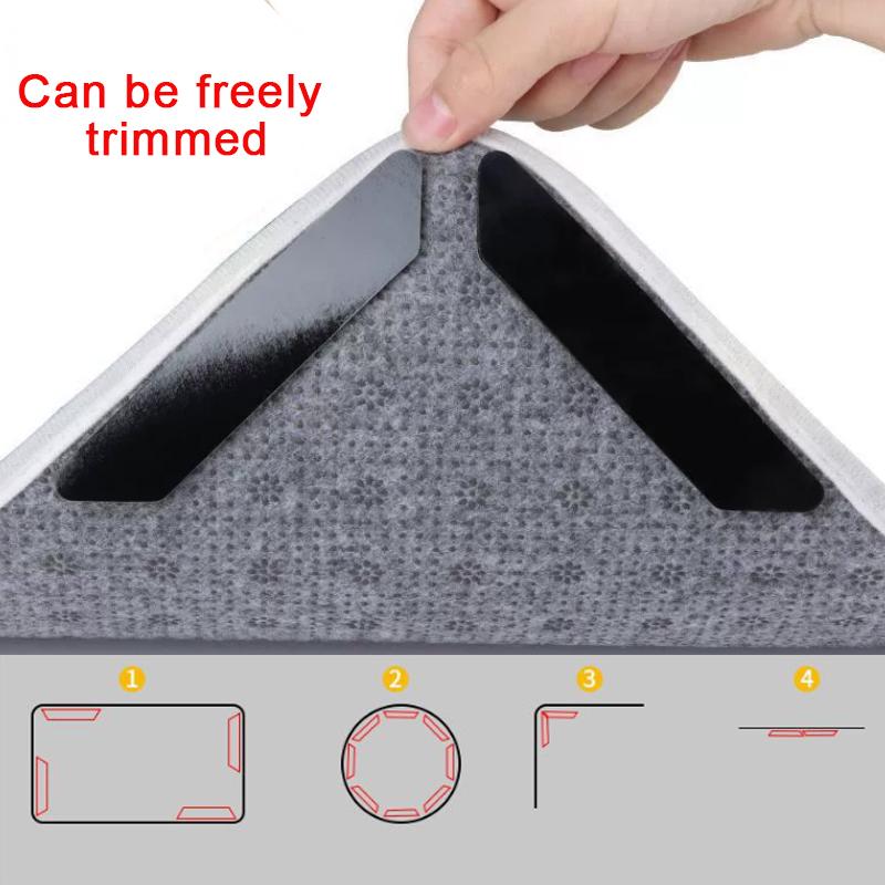 16pcs  Floor Rug Mat Tape Gripper Corner Pad Carpet Non-slip Sticker Reusable Washable Anti Curling Carpet Patch Fixed Stickers