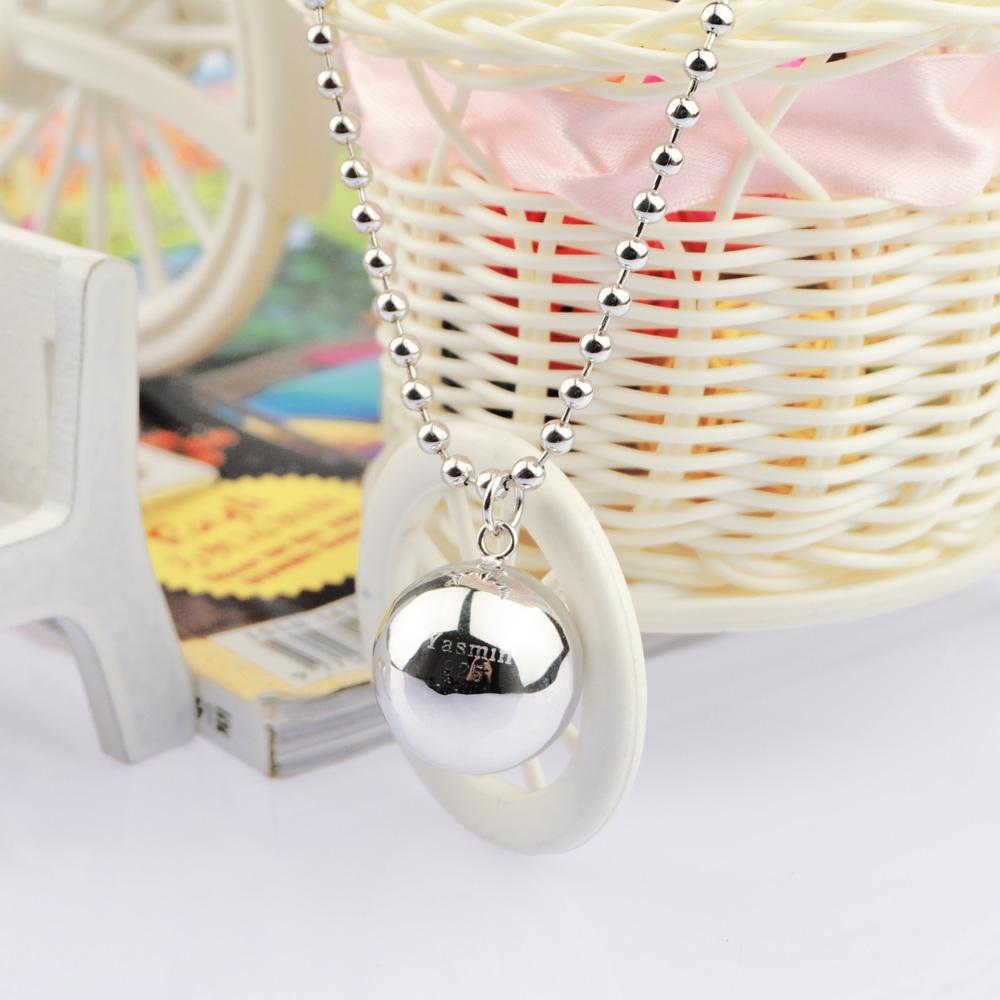 Woman's 925 Sterling Silver Necklace Concise Style Ball Pendant Girls Beads Chain Fashion Silver Jewelry Birthday Gift Free Box
