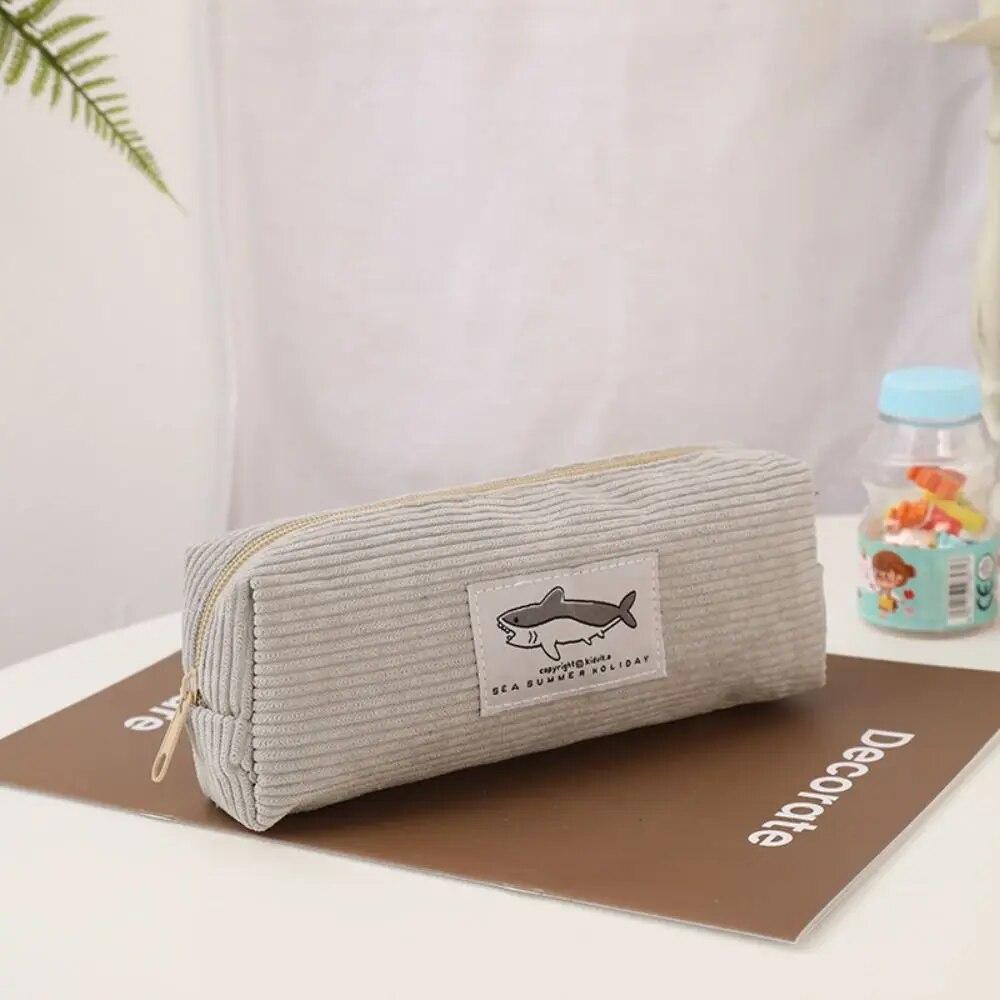 New Cute Large Capacity Cartoon Dog Pencil Case Student Multi-function Zipper Bag Corduroy Puppy Pen Bag Stationery Supplies