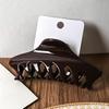 2PCS Leopard Print Solid Dark Brown Large Hair Claw Clip, Glossy Acetate Shark Clip, Vintage French Ponytail Hair Accessory For