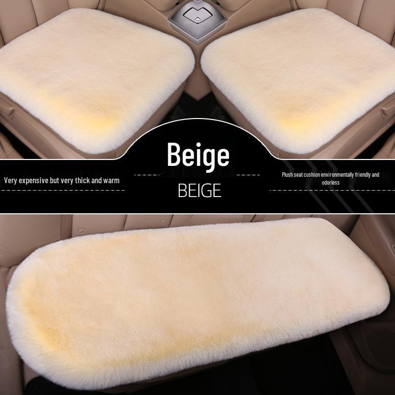 Winter Plush Car Seat Cushion Set: Thick Short Pile, Wool, Rabbit Hair, Non-Slip, 3-Piece