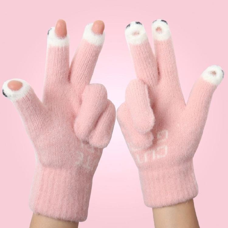 Adult Touchable Screen Gloves Mittens Jacquard Letter Full Finger Gloves