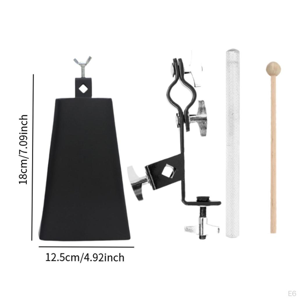 Dzwonek krowi Dzwonek krowi z zaciskiem do pedałów bębna basowego 6" Metalowe akcesoria Instrument muzyczny