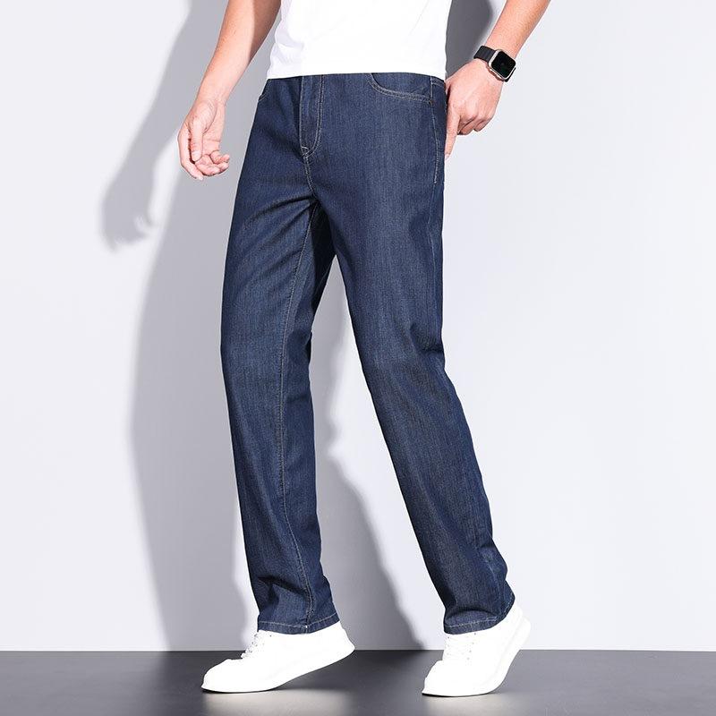 

Мужские весенне-летние брюки из шелка тутового дерева и хлопка с высокой посадкой, свободные, легкие, тонкие, для бизнеса, маленькие прямые 42