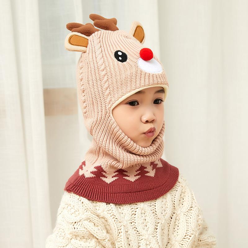 Children's Hats Autumn and Winter Girls Fleece Ear Protection Scarf Baby Winter Windproof Face Protection Integrated Wool Hat