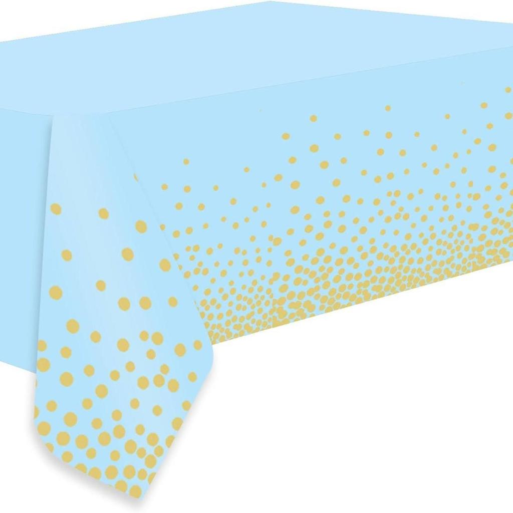 PEVA White Gold Polka Dot Tablecloth - Waterproof & Oilproof for Parties, Festivals, Picnics, Gatherings