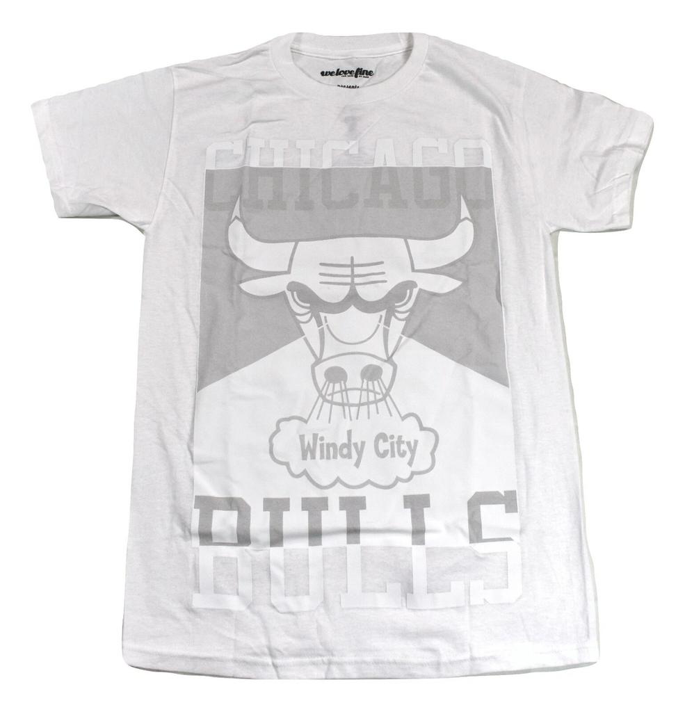 NBA Hardwood Classics Herren Chicago Bulls Windy City Ganzweißes T-Shirt Neu S, M