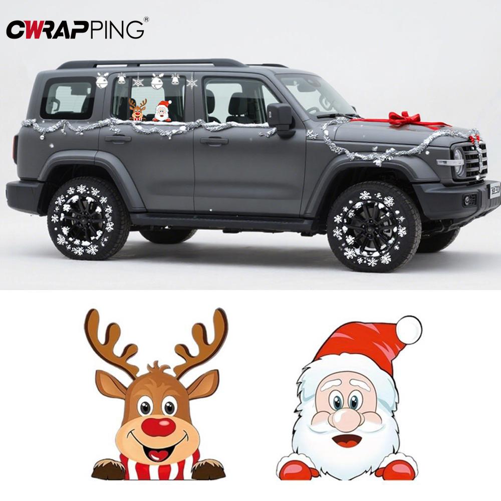 Vánoční motocyklová samolepka z adhezivního vinylu s motivem losa, motocyklové příslušenství, samolepky na auto a motocykl, samolepky na elektrickou koloběžku