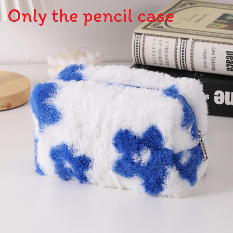 Korean Cute Cartoon Pen Case For Students With Plush Material For School Supplies Organizer