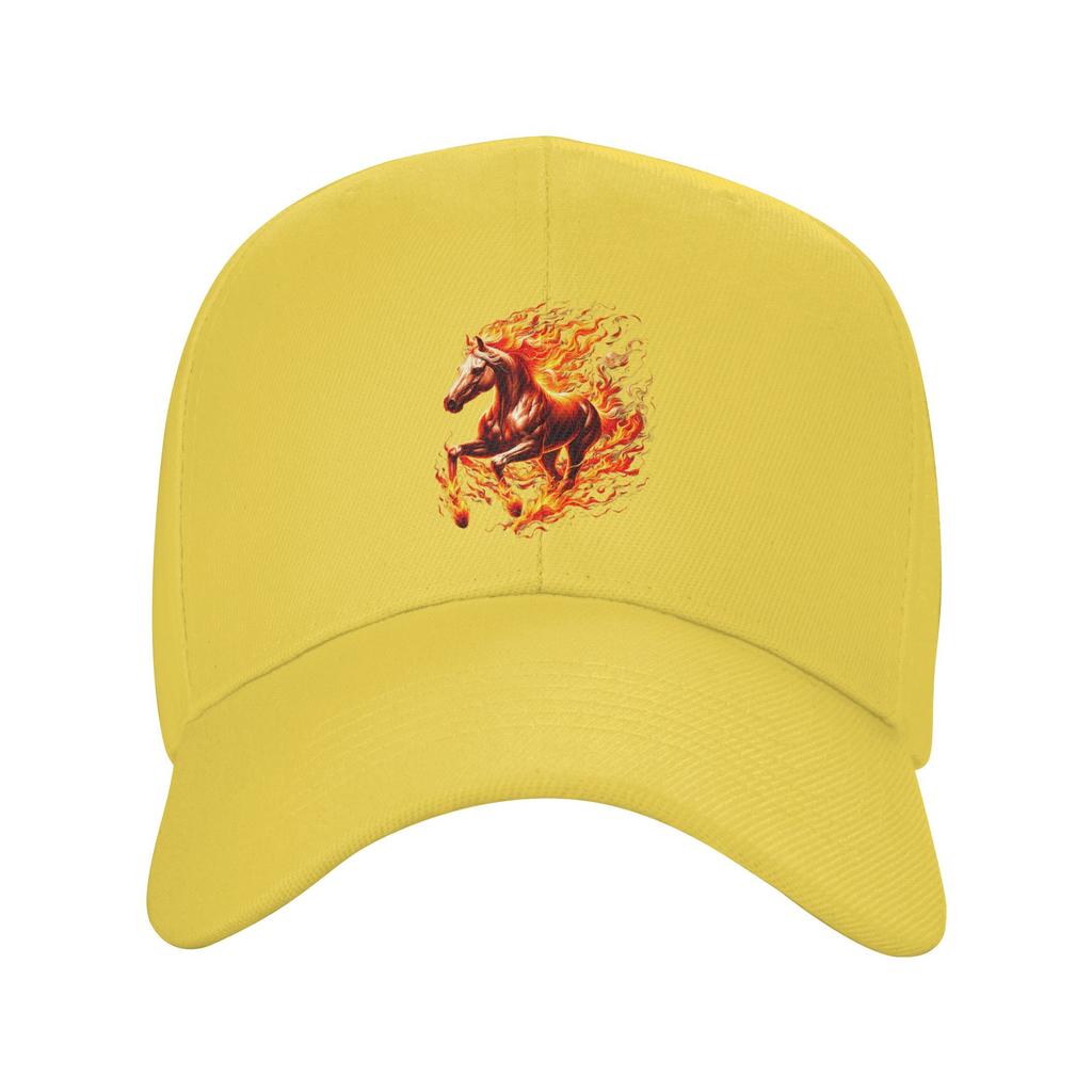 Lustiges brennendes Pferd Outfit für Pferde Flammen Liebhaber Baseballkappe Lässig Unisex Herren Hip Hop Hüte Jagd Camping Baseballkappen