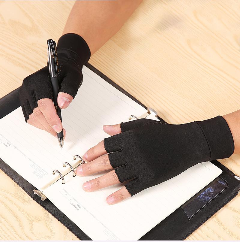 Sport Kopparfiber Hälsovård Halvfinger Rehabiliteringsträningshandskar Halkfria Andningsbara Tryckhandskar