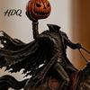 Miniature Warrior Figurine Halloween Knight On Horseback with Luminous Pumpkin Head Resin Figurine, Decorative Dark Gothic Home Decor Lighted